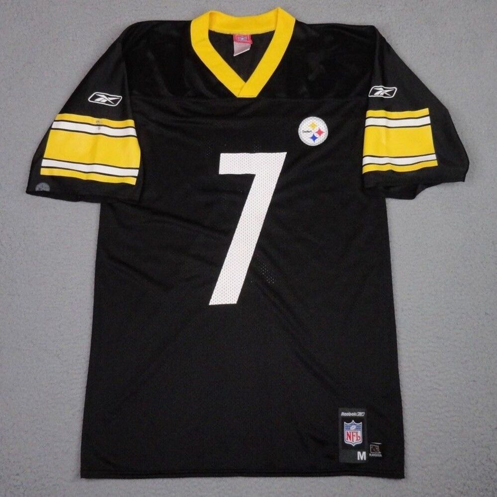 Pittsburgh Steelers Jersey Mens Medium Black Ben Roethlisberger #7 Reebok Mesh